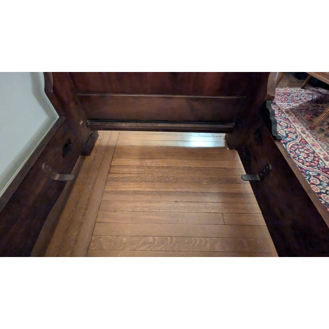 19th Century French Sleigh Bed Complete With Custom Velveteen Mattress, Back & End Pillows For Sale - Image 12 of 13