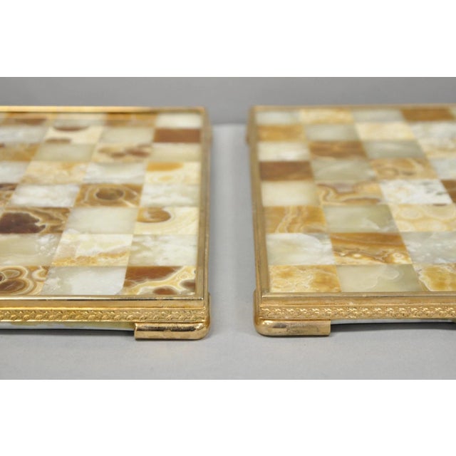 Vintage Mid Century Modern Mosaic Brown Onyx Stone Chess Game Checkerboard For Sale - Image 17 of 18