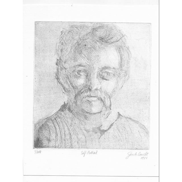 "Self Portrait" etching by Chicago artist Jon Fasanelli-Cawelti (born 1953). He trained at the University of Iowa and has...