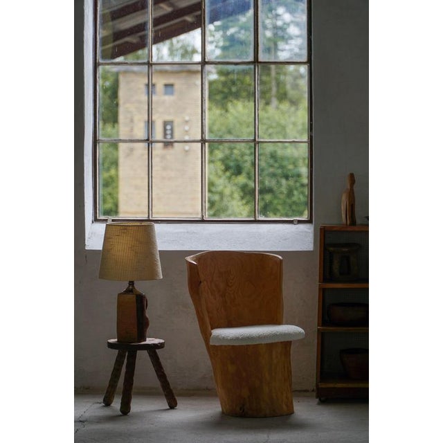 Swedish Stump Chairs in Wood with Bouclé Seats, 1960s, Set of 4 For Sale - Image 4 of 18