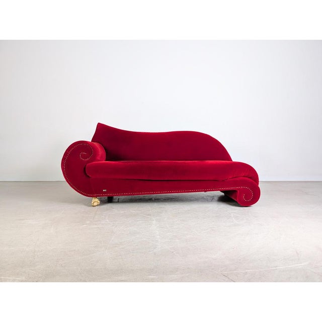 Original Bretz Gaudi Sofa Design Couch Chaise Red Velvet For Sale - Image 4 of 12