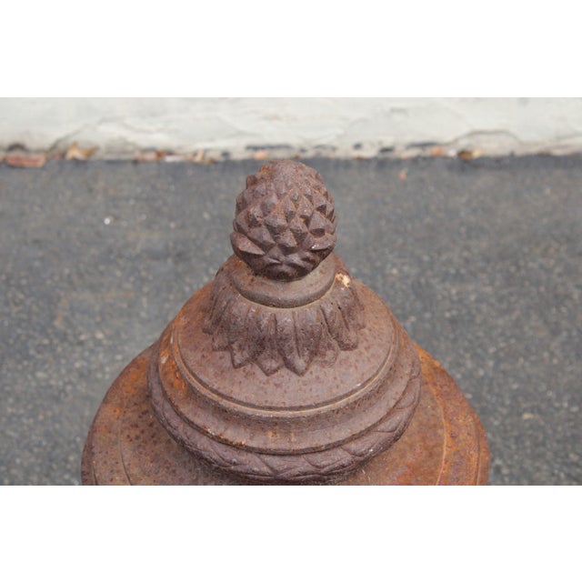 Brown Classical Style Pair of Cast Iron Outdoor Garden Urns For Sale - Image 8 of 16