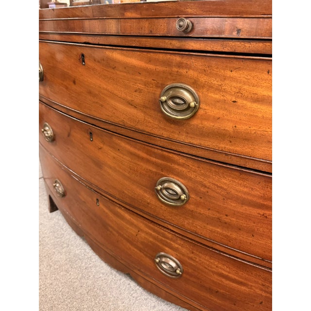 Early 19th Century English Mahogany Sheraton Style Bow Front Chest of Drawers With Pull-Out Writing Surface For Sale - Image 9 of 9