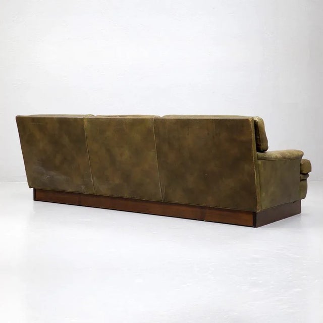 Wood Mexico 3-Seater Sofa in Brown Green Leather by Arne Norell for Arne Norell Ab, Denmark, 1960s For Sale - Image 7 of 12