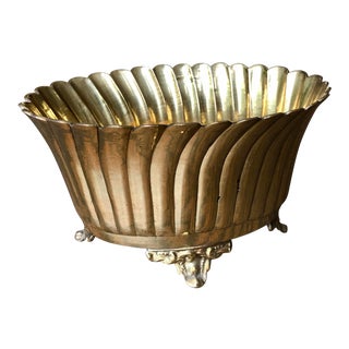 Solid Brass Jardinière Footed Planter For Sale