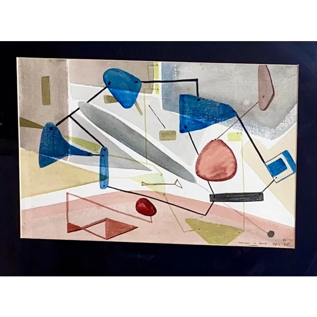 Abstract Jane Downs Carter Listed Artist 1950s Abstract Watercolor “Tensions in Space” For Sale - Image 3 of 8