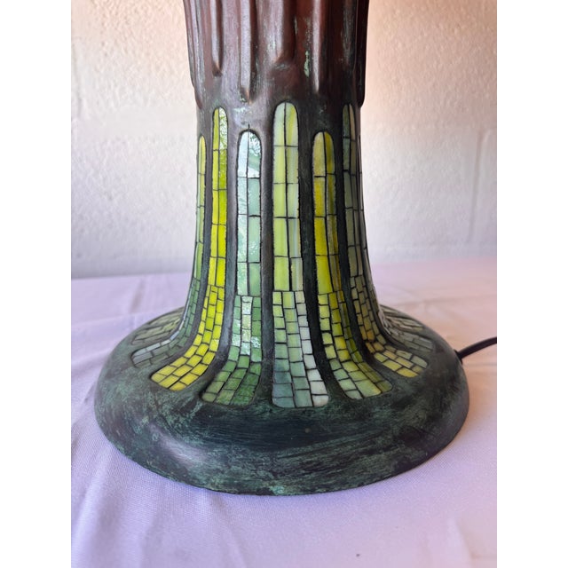 Vintage 1980s Art Nouveau Dragonfly Stained Glass Double-Lit Desk or Table Lamp For Sale - Image 9 of 17