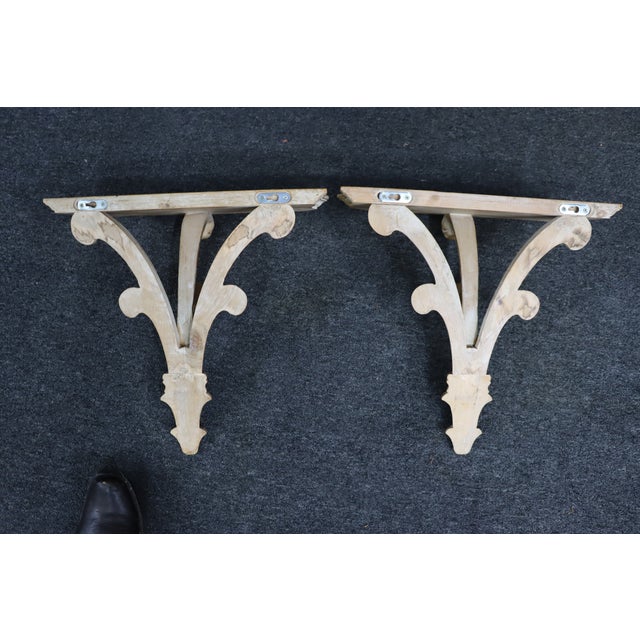 Late 20th Century Pair of Italian White-Washed Pine Wall Shelves For Sale - Image 9 of 9