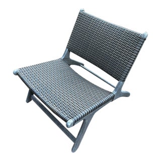 Co9 Design Arden Adirondack Chair, Natural Teak With Grey Wicker For Sale