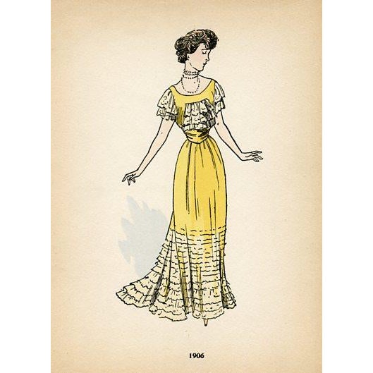 Set of 6 original antique pochoir Fashion prints. From an early 1920s folio published in France featuring Fashion styles...