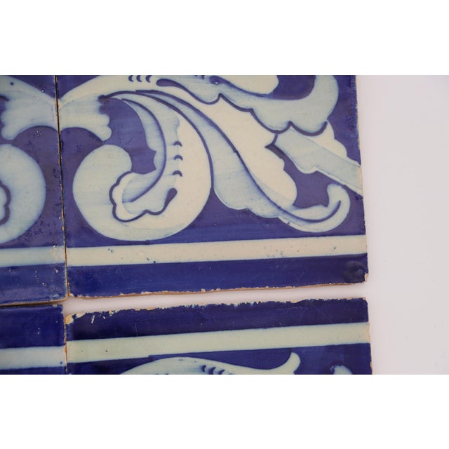 Ceramic 19th Century Set of Four Baroque Tiles Blue & White, Portuguese For Sale - Image 7 of 9
