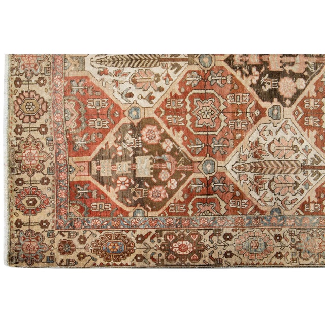 Textile Persian Bakhtiari Rust Wool Rug With Allover Floral Pattern From the 1910s For Sale - Image 7 of 8