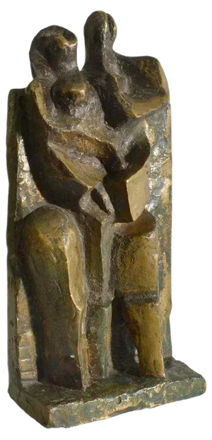 Dutch Cubist Bronze Sculpture of Man and Women Standing, 1960s