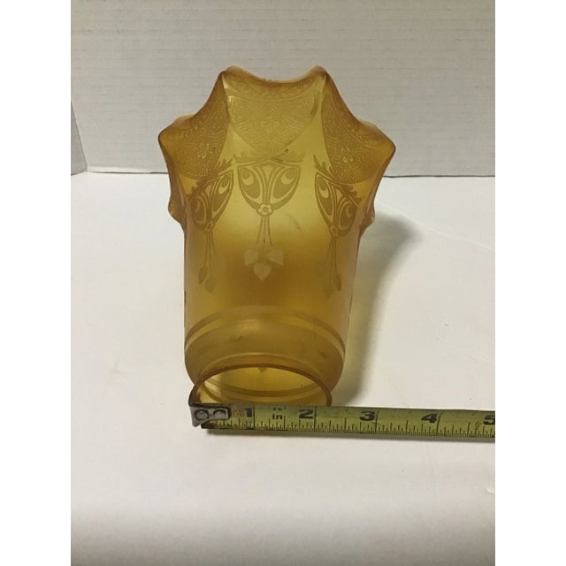 Amber Mid 20th Century French Art Deco Amber Etched Glass Lamp Shade For Sale - Image 8 of 8