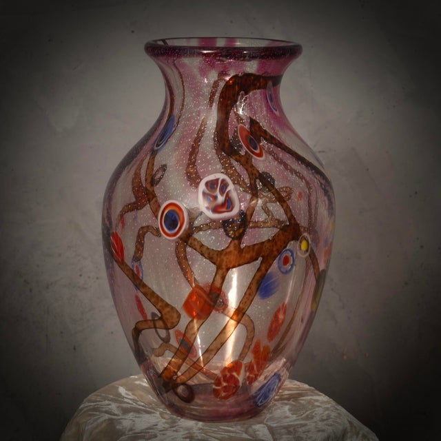 Red Mid-Century Murano Murrina Art Glass Vase, 1980s For Sale - Image 8 of 8