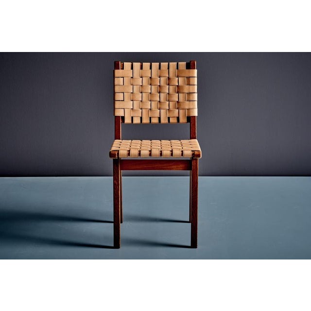 1950s Oak Chairs with Leather Webbing by Jens Risom for Knoll, France, 1950s, Set of 2 For Sale - Image 5 of 15