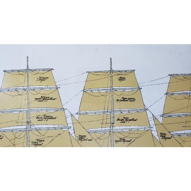 1940s Framed Nautical Print of 'Sails of a Full-Rigged Ship' For Sale - Image 4 of 7