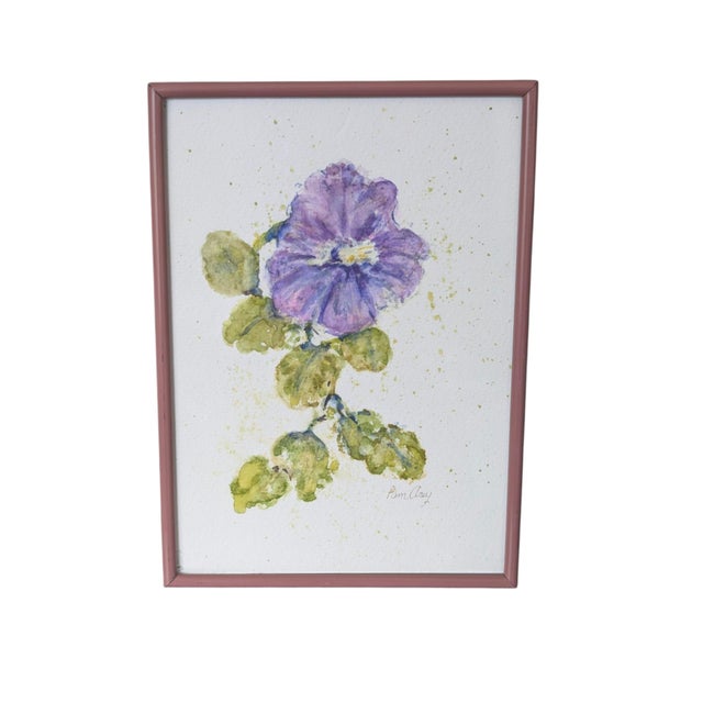 Original Botanical Flower Watercolor Painting Framed and Signed For Sale In Charlotte - Image 6 of 12