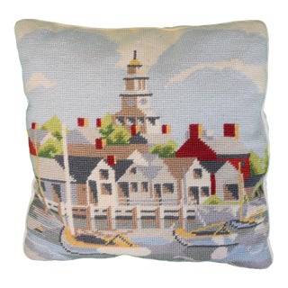 Erica Wilson Hand Needlepoint Nantucket Harbor Pillow For Sale