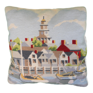Erica Wilson Hand Needlepoint Nantucket Harbor Pillow