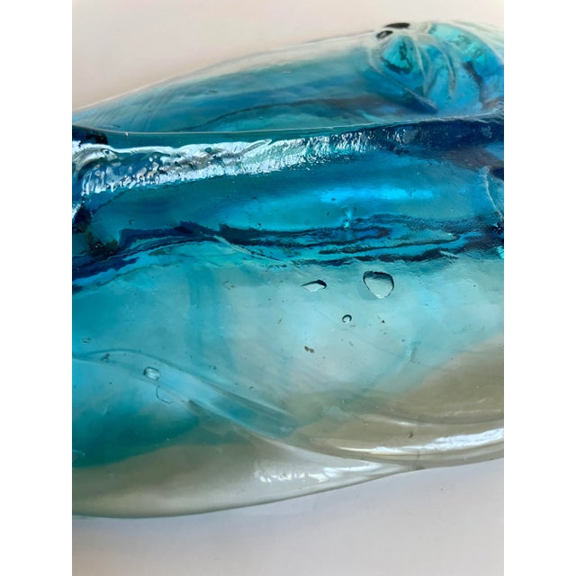 Blue Vintage Art Glass Blue Face Mask Paperweight For Sale - Image 8 of 10