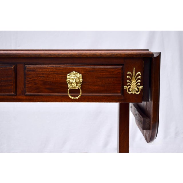 Early 20th Century Early 20th Century Regency Mahogany Sofa Table With Drop Sides and Brass Castors For Sale - Image 5 of 13