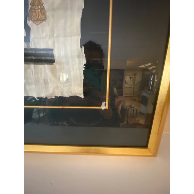 Paper Vintage Hand-Painted Egyptian Couple Painting on Papyrus - Signed & Framed For Sale - Image 7 of 9