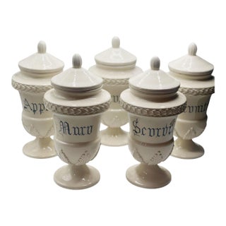 19th Century French Ceramic Apothecary Jar - Five Available For Sale