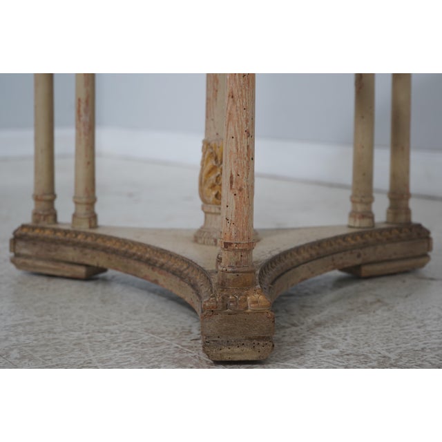 Stone Vintage Louis XVI Marble Top Round Lamp Table W. Swans For Sale - Image 7 of 13