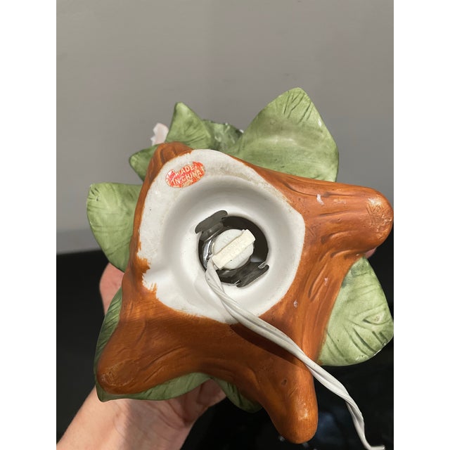 Vintage 1970s Floral Ceramic Nightlight, Hand-Painted Rose Motif. For Sale In Chicago - Image 6 of 7