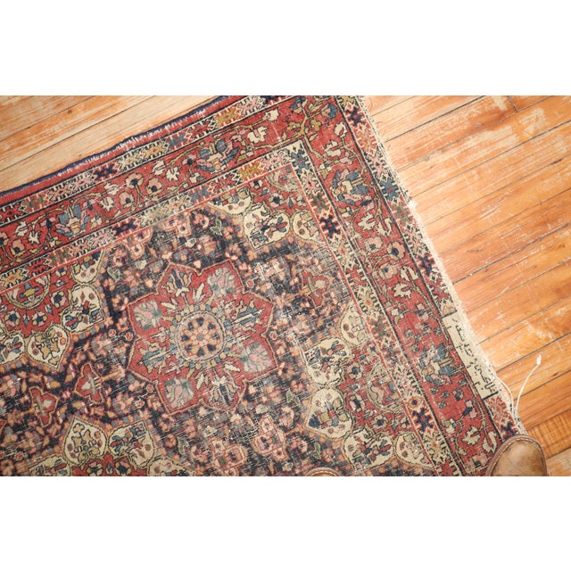 19th Century Worn Zabihi Collection Persian Rug - 4'1" x 4'8" For Sale - Image 10 of 10