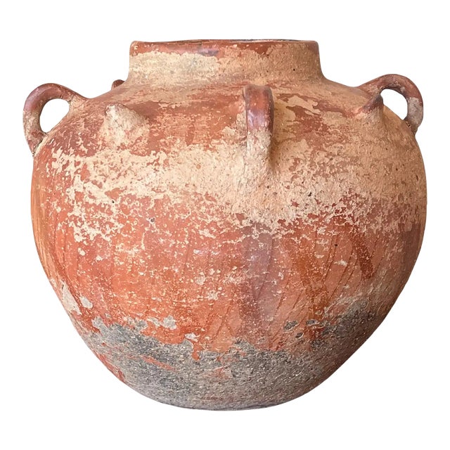 18th Century Terracotta Vessel, Vase, Planter With Four Handles For Sale