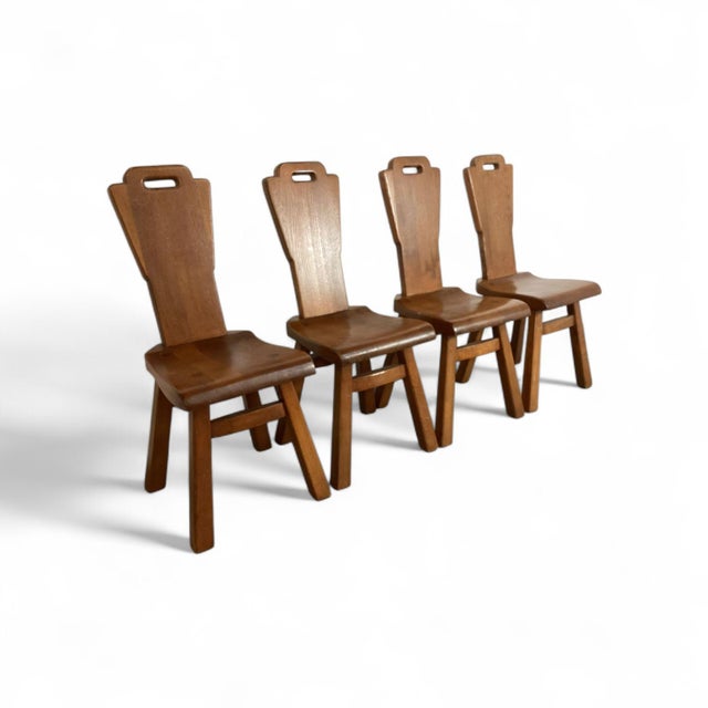 Mid-Century Brutalist Dining Chairs, Belgium, 1970s, Set of 4 For Sale - Image 4 of 9