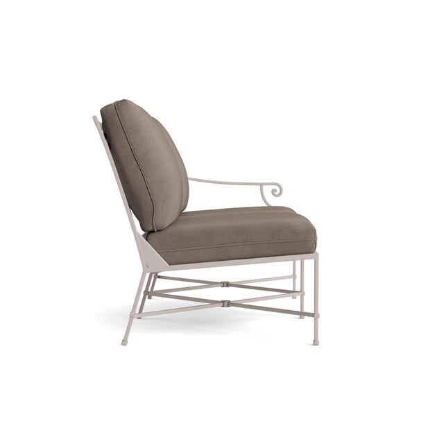 Contemporary Brown Jordan Venetian Right Arm Loveseat, Dove frame with Fusion Taupe fabric For Sale - Image 3 of 11