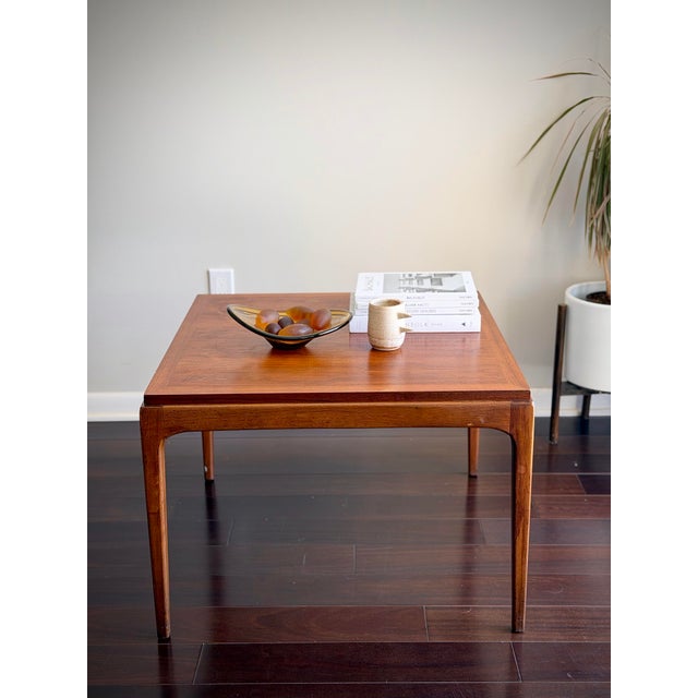 Mid-Century Modern Mid-Century Modern 1963 Lane Furniture Rhythm Walnut & Pecan Lamp Table — MCM Square End Side Coffee Table For Sale - Image 3 of 12