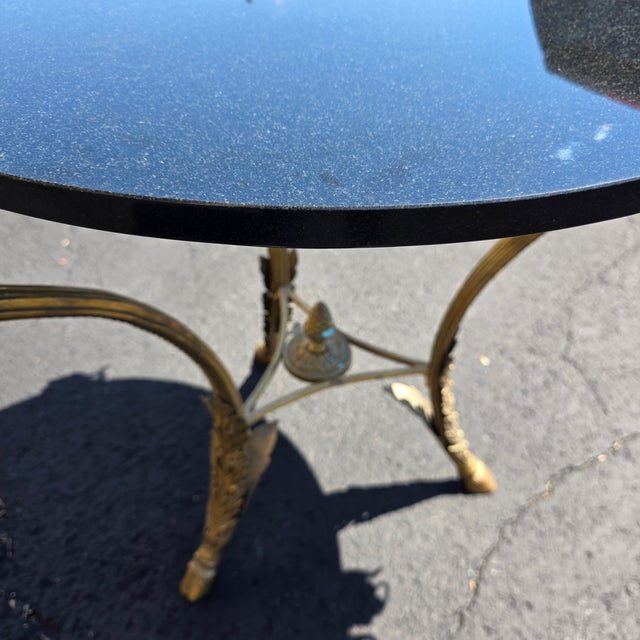 Late 20th Century Late 20th Century French Round Bronze Gueridon Style Table Rams Heads and Feet With Granite Top For Sale - Image 5 of 9