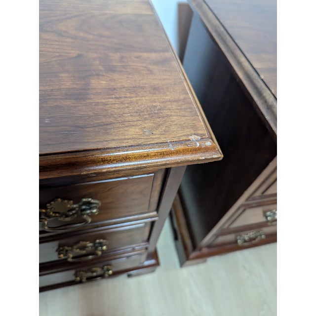 Vintage Pennsylvania House Cherry Night Stand Pair Chippendale Style For Sale - Image 15 of 18