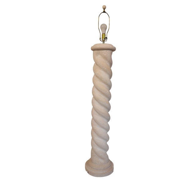 Postmodern Vintage 1980s Michael Taylor Style Plaster Spiral Floor Lamp Postmodern Sculptural Lighting For Sale - Image 3 of 8
