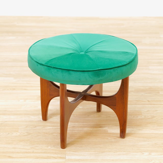 This vintage 'astro' vanity stool was by designed by VB Wilkins for G Plan during the 1960s. Produced in solid afromosia...