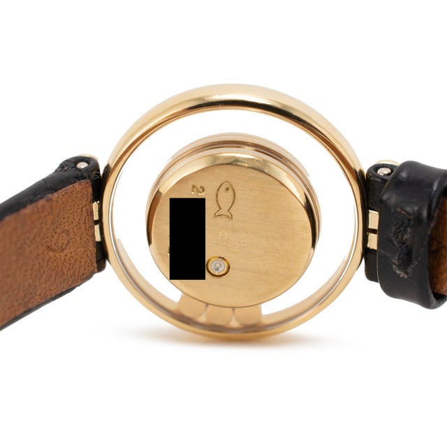 Late 20th Century Ladies Vintage Chopard Happy Diamonds 22mm 4112 18k Yellow Gold Quartz Watch For Sale - Image 5 of 11