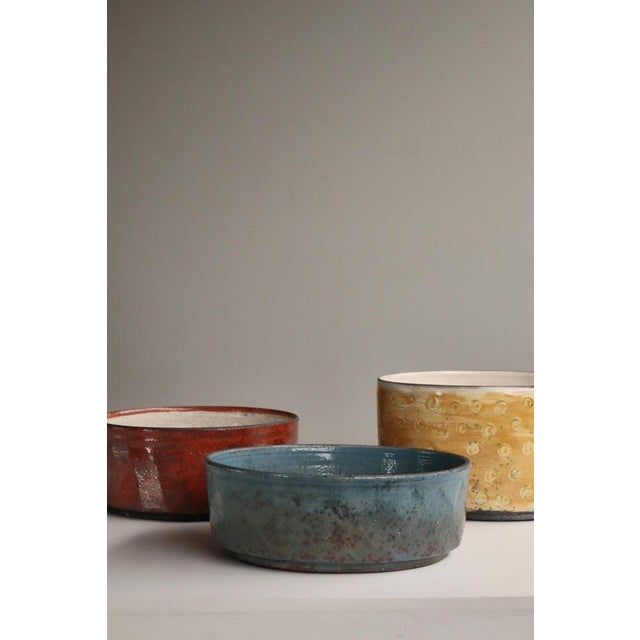Large Scandinavian Modern Raku-Fired Stoneware Bowl by Inger Rokkjær, 2003 For Sale - Image 16 of 17