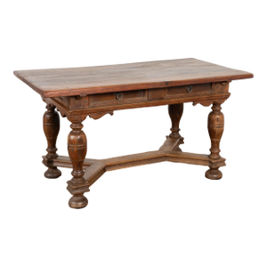 Early 19th Century Oak Refectory Library Table With Two Drawers