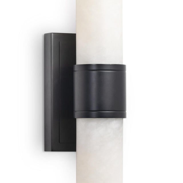 Contemporary Emmett Alabaster Sconce, Oil Rubbed Bronze For Sale - Image 3 of 6