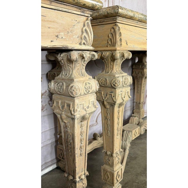 Pair of French Baroque Louis XIV Style Console Tables For Sale - Image 13 of 18