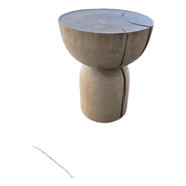 Solid White Oak Turned Side Table For Sale