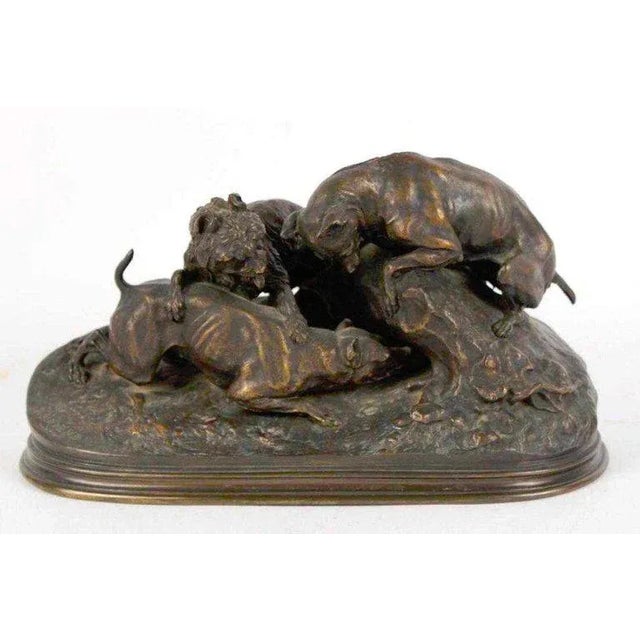 Victorian Late 19th Century Three Dogs Burrowing ‚ÄòChase Au Lapin‚Äô, by Pierre-Jules M√™ne For Sale - Image 3 of 7