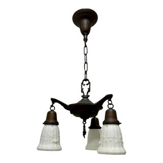 Vintage Rejuvenation Bronze Chandelier For Sale
