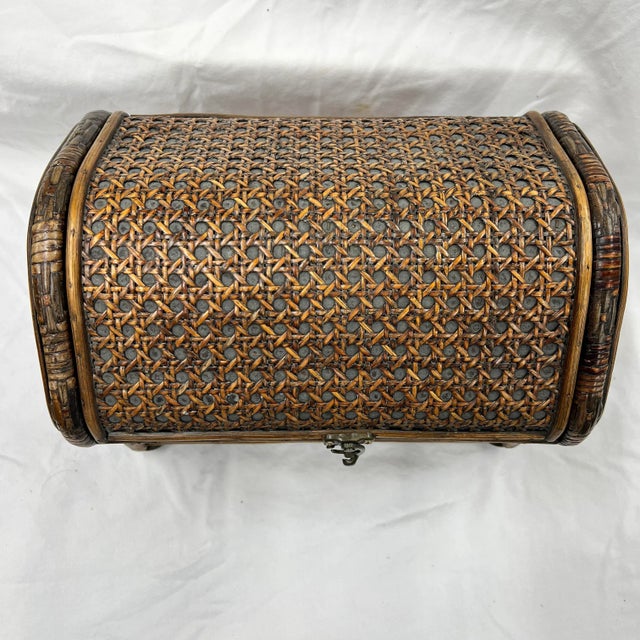 Vintage Bamboo and Cane Storage Box For Sale - Image 6 of 7