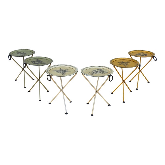 1970 Italian Empire Style Pair of Metal Folding Side Table For Sale