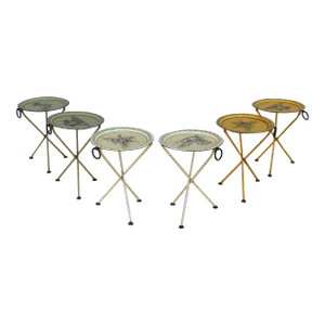 1970 Italian Empire Style Pair of Metal Folding Side Table
